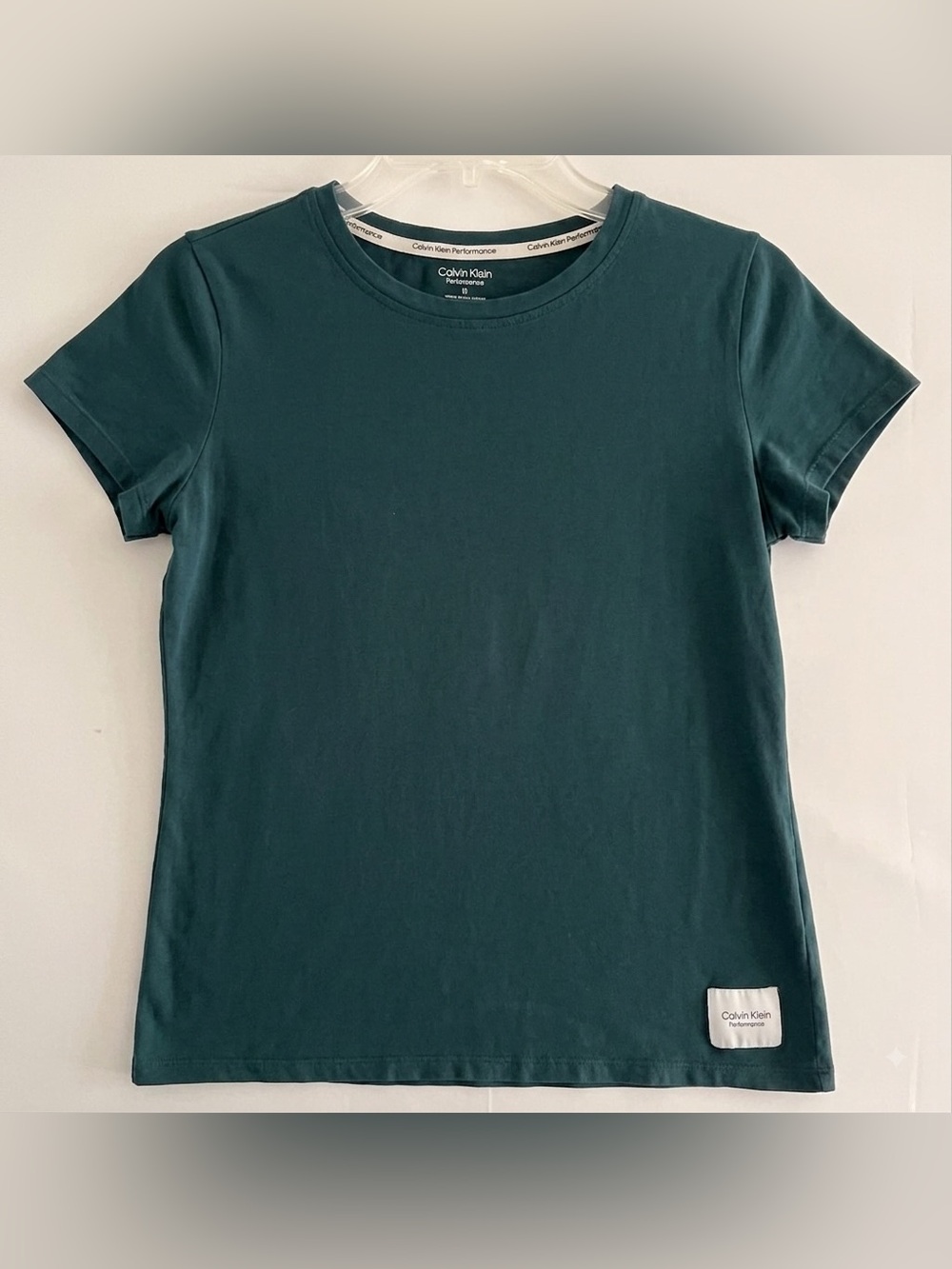 Calvin Klein Performance Dark Forest Green Cotton Crewneck Tee S